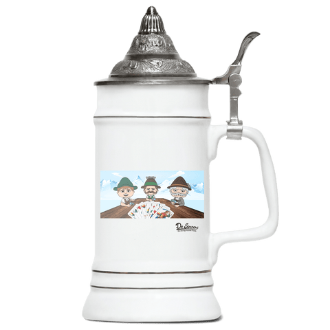 De Sinzers Weiber Schafkopfspiel Bierkrug 500ml Weiss mit Spitzdeckel Wendelstein Front