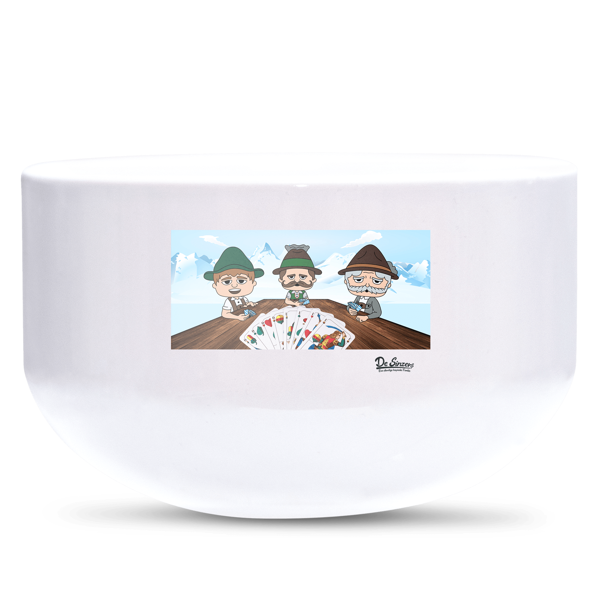 De Sinzers Weiber Schafkopfspiel Keramik Mueslischale Weiss 600ml Staffelberg Front