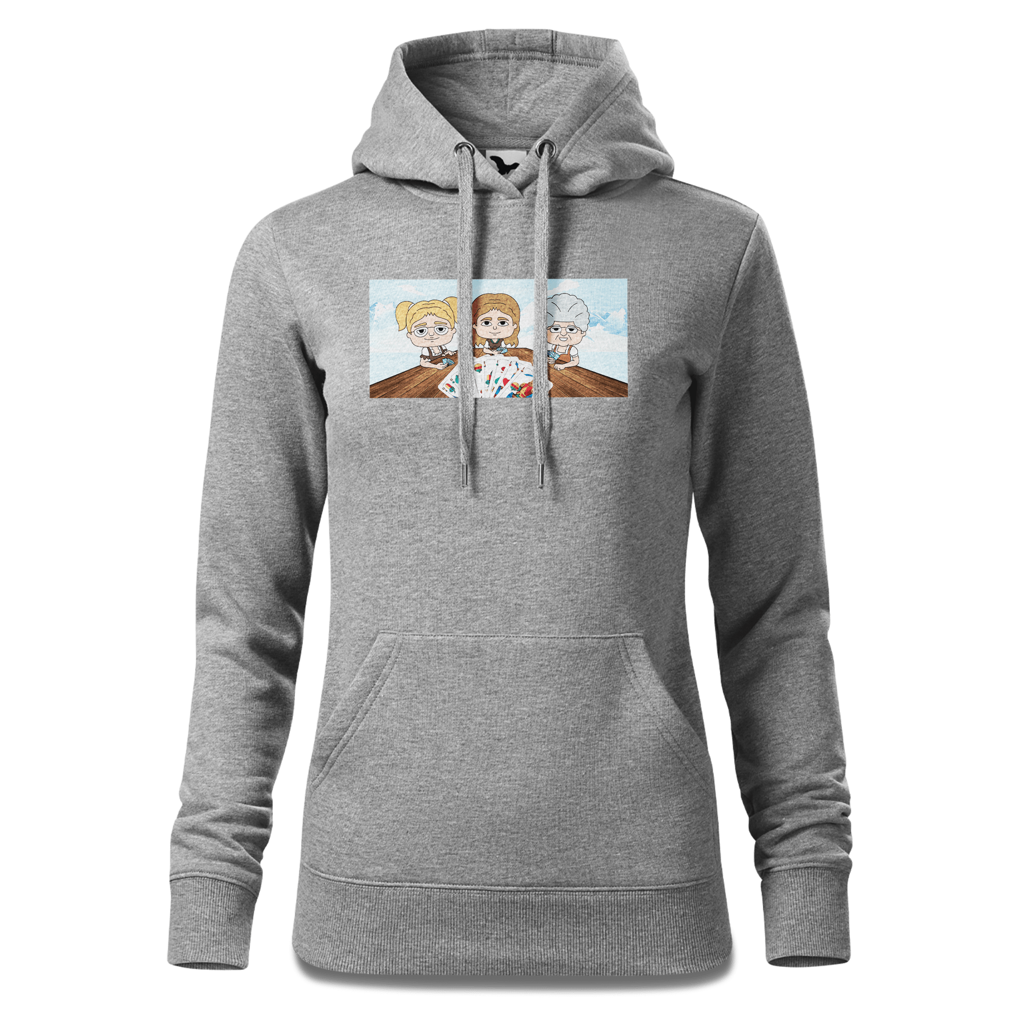De Sinzers Weiber Schafkopfspiel Sweatshirt Hoody Damen Grau Meliert Kieling Front