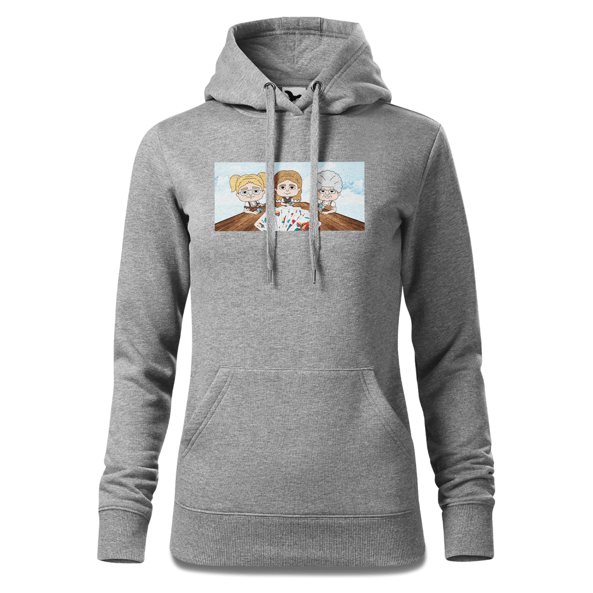 De Sinzers Weiber Schafkopfspiel Sweatshirt Hoody Damen Grau Meliert Kieling Front