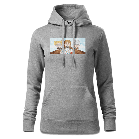 De Sinzers Weiber Schafkopfspiel Sweatshirt Hoody Damen Grau Meliert Kieling Front