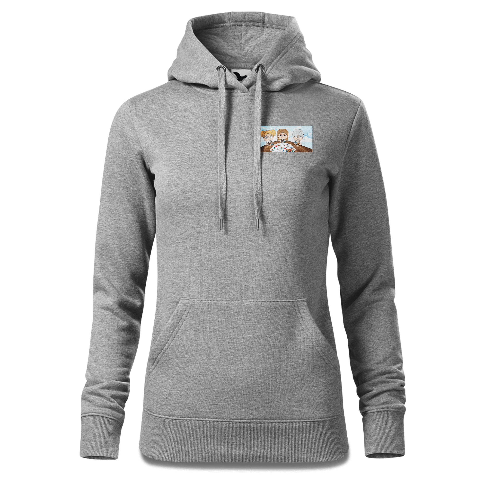 De Sinzers Weiber Schafkopfspiel Sweatshirt Hoody Damen Grau Meliert Kleinholzen Front
