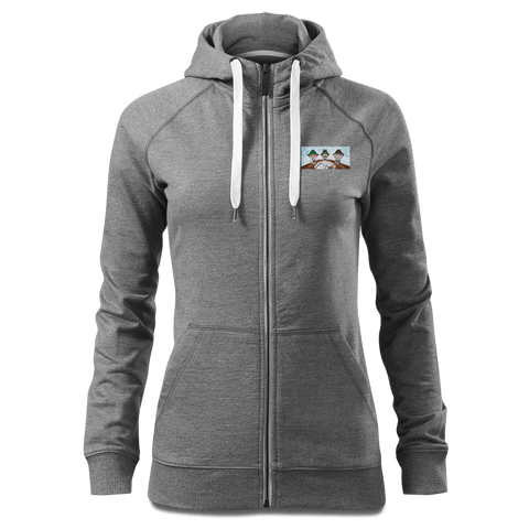 De Sinzers Weiber Schafkopfspiel Sweatshirt Zip Hoody Damen Grau Meliert Kreut Front