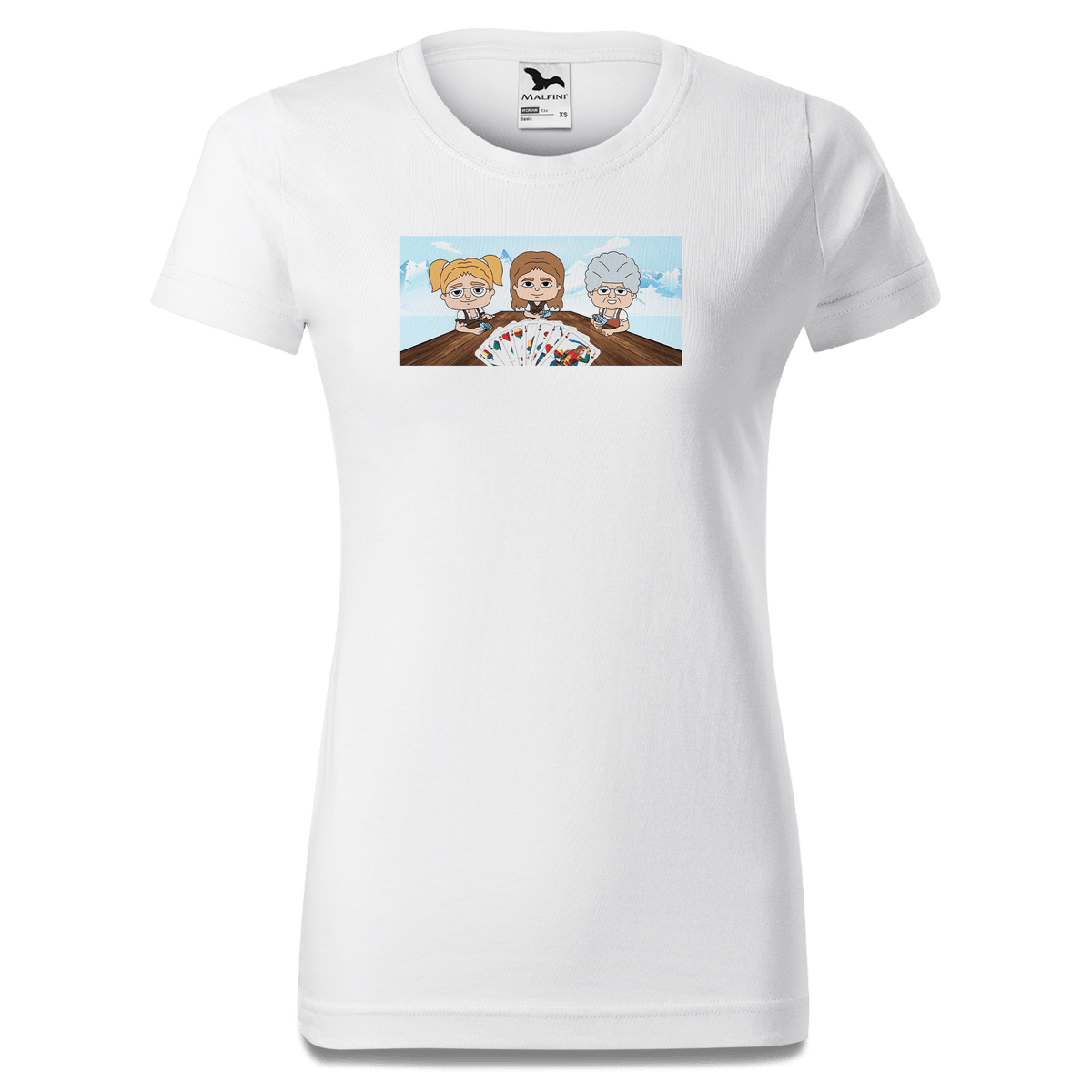 De Sinzers Weiber Schafkopfspiel T Shirt Damen Weiss Gehering Front