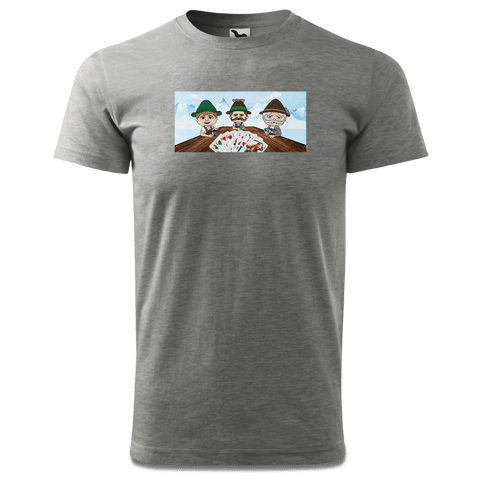 De Sinzers Weiber Schafkopfspiel T Shirt Herren Grau Meliert Hofau Front