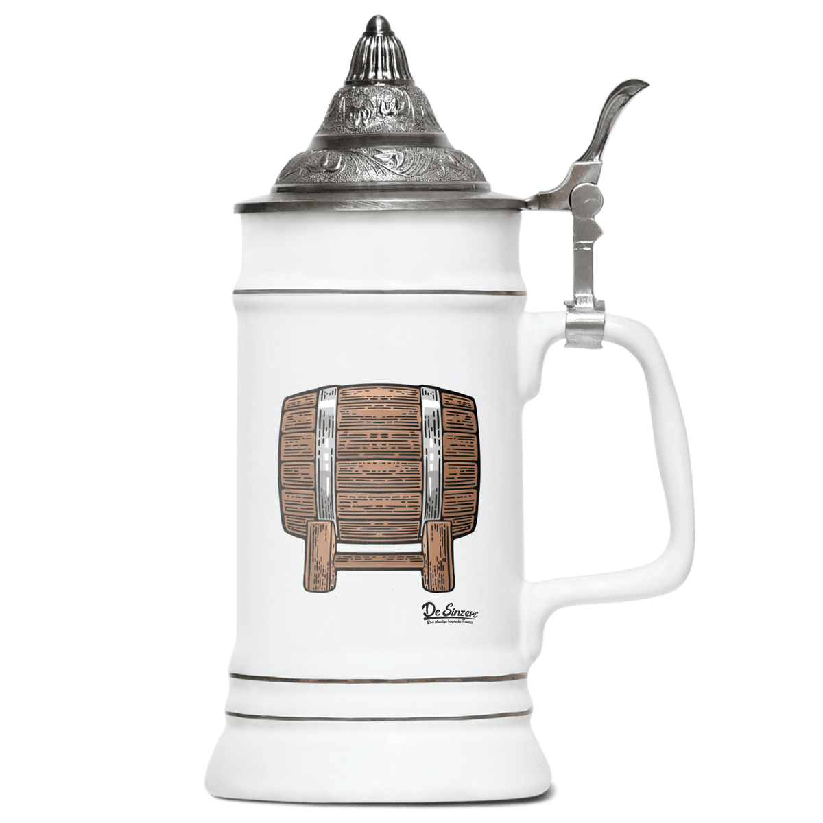 Die Elemente Bierfass Bierkrug 500ml Weiss mit Spitzdeckel Wendelstein Front