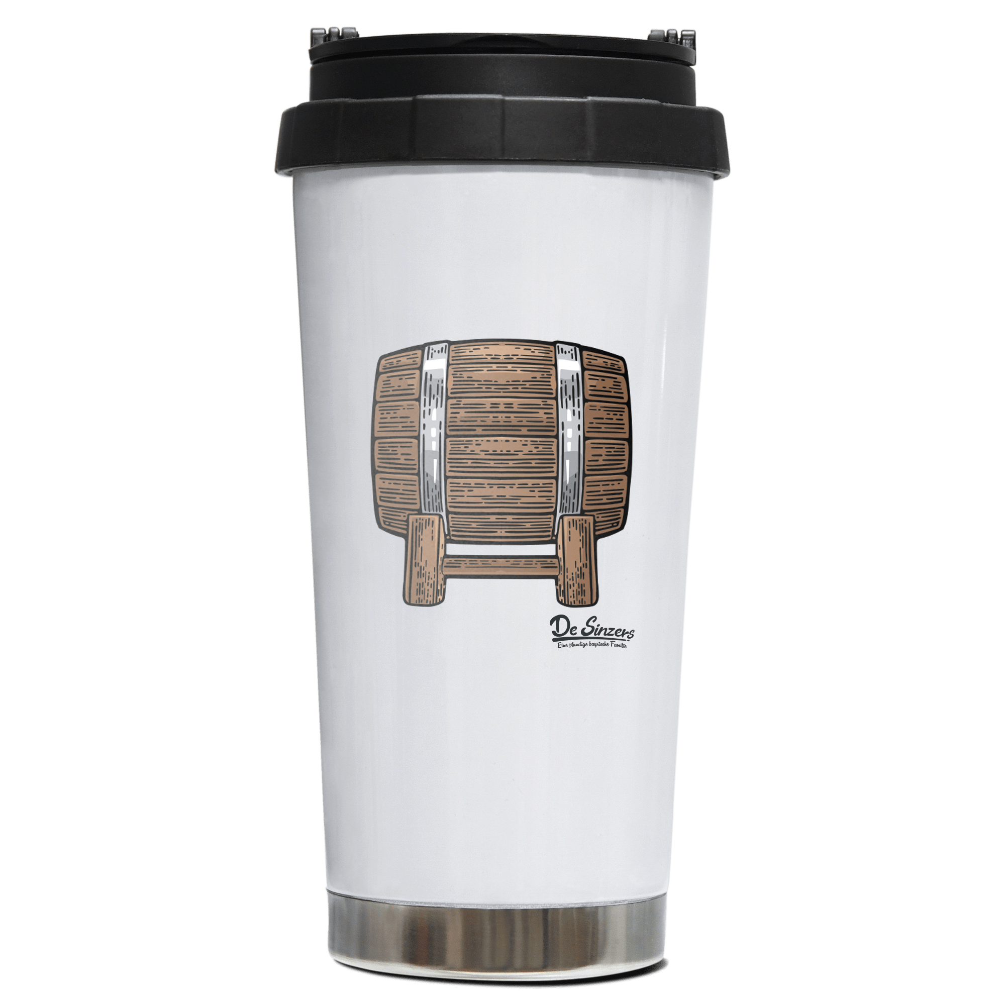 Die Elemente Bierfass Edelstahl Trinkbecher To Go 470ml Weiss Wildbarren Front