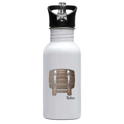 Die Elemente Bierfass Edelstahl Trinkflasche mit klappbarem Mundstueck 500ml Weiss Rotwand Front