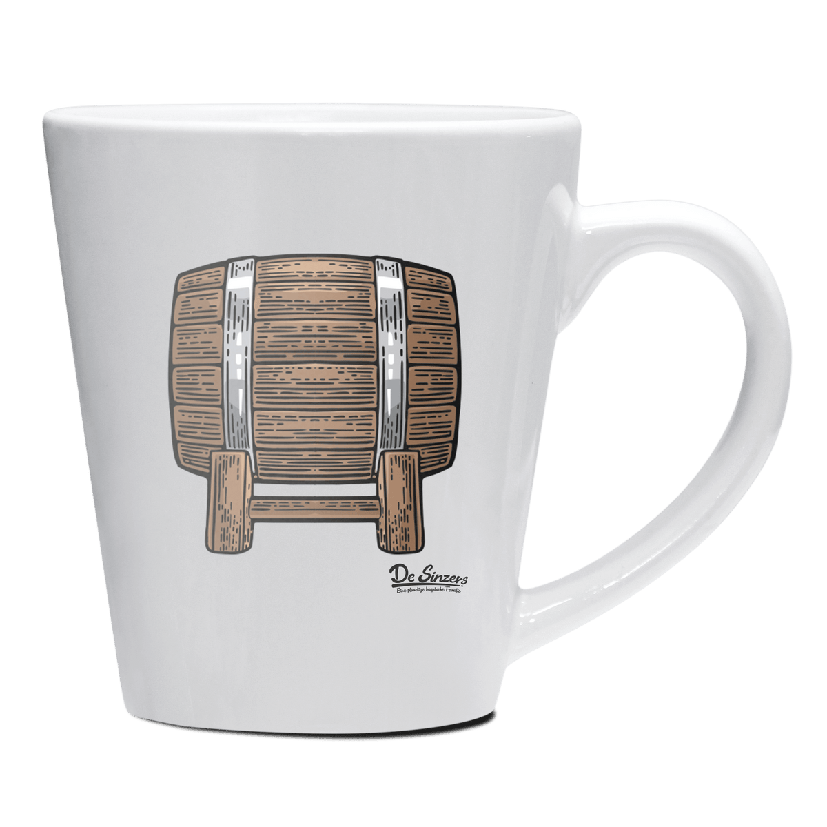 Die Elemente Bierfass Keramik Kaffeetasse 200ml Weiss Herzogstand Front