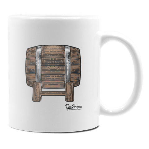 Die Elemente Bierfass Keramik Kaffeetasse 330ml Weiss Rampoldplatte Front