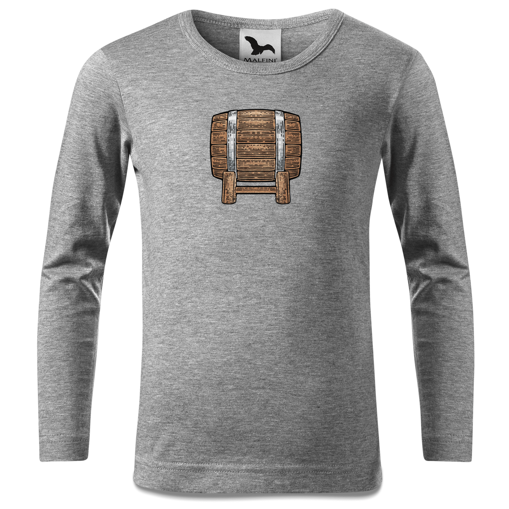 Die Elemente Bierfass Longsleeve Kinder Grau Meliert Waldering Front