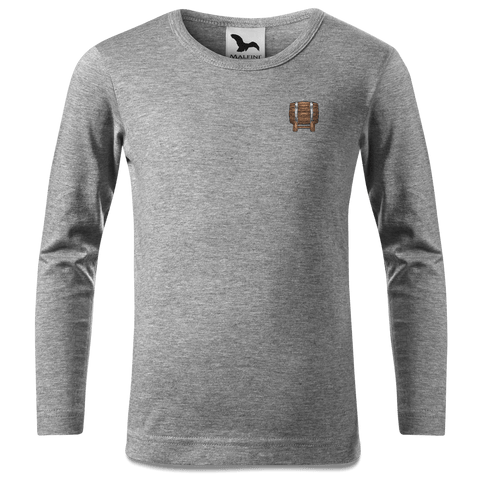 Die Elemente Bierfass Longsleeve Kinder Grau Meliert Weinberg Front