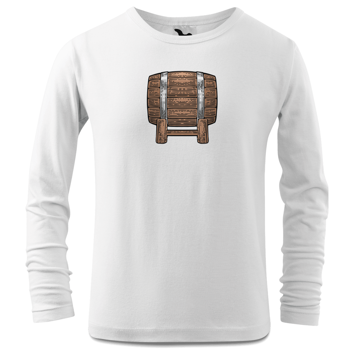 Die Elemente Bierfass Longsleeve Kinder Weiss Westerndorf Front