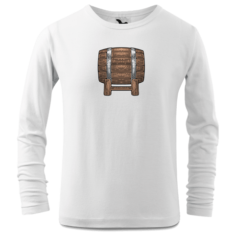 Die Elemente Bierfass Longsleeve Kinder Weiss Westerndorf Front