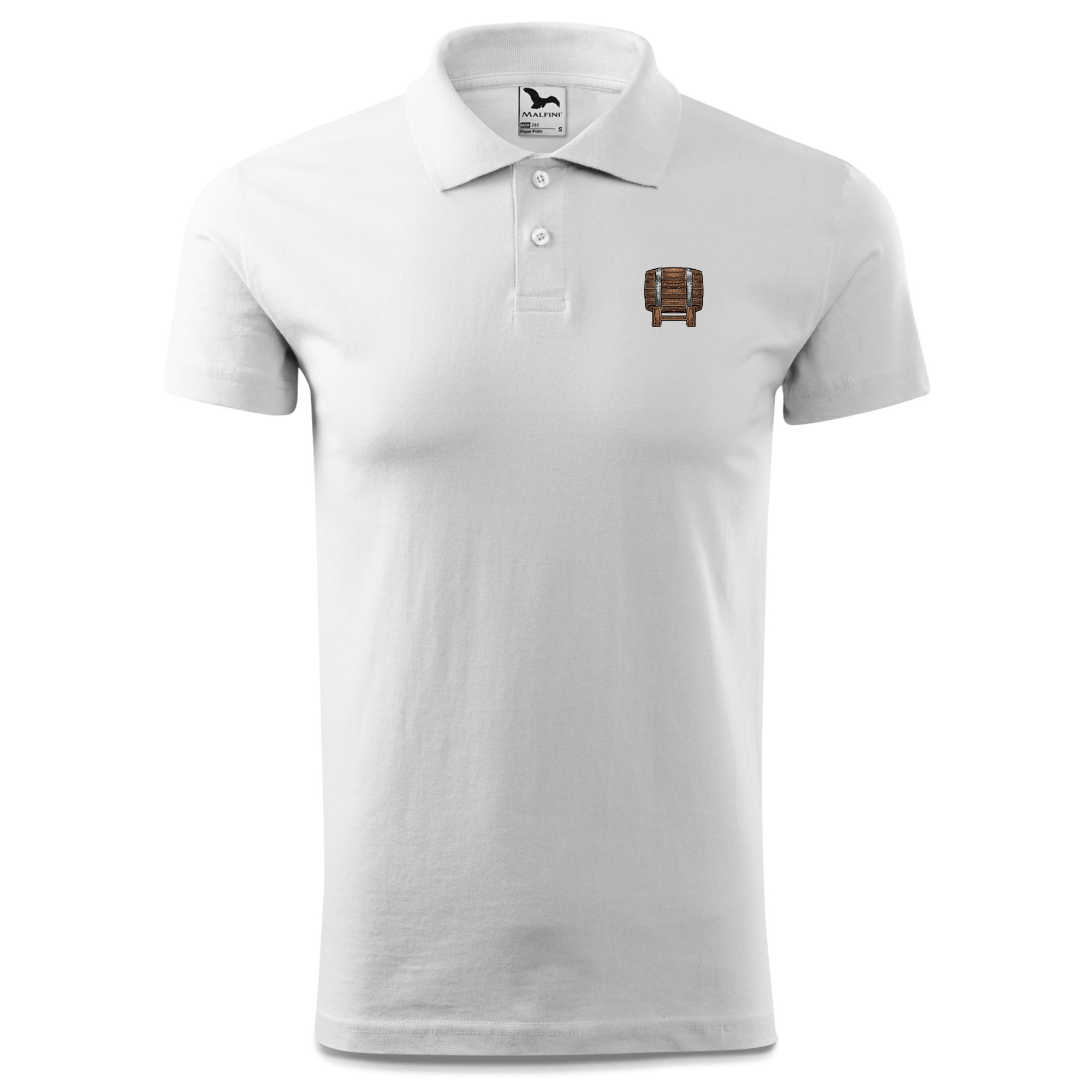Die Elemente Bierfass Polo Shirt Herren Weiss Murnau Front
