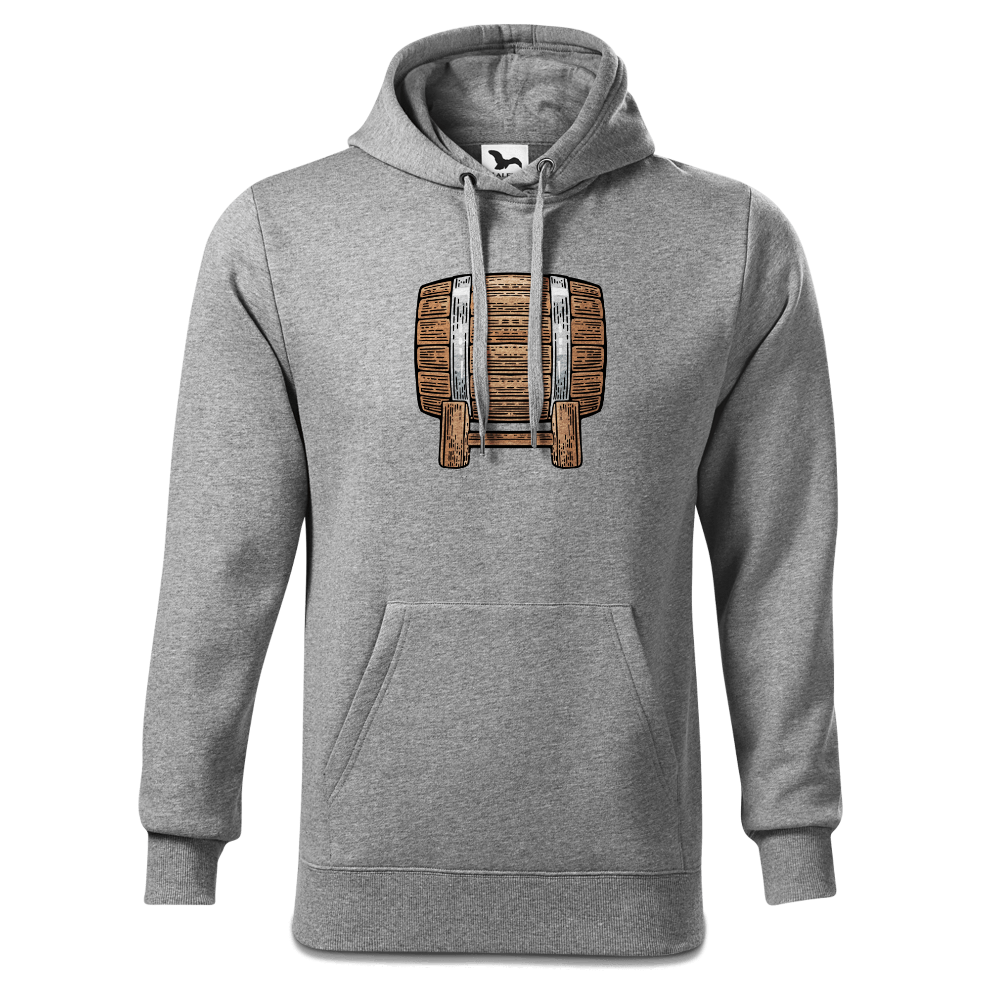Die Elemente Bierfass Sweatshirt Hoody Herren Grau Meliert Pulvermuehle Front