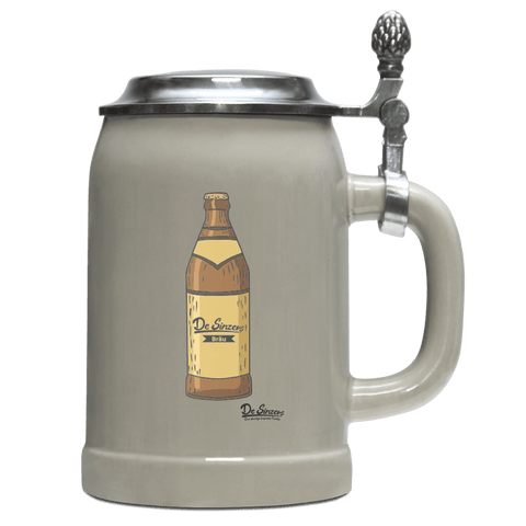 Die Elemente Bierflasche Bierkrug 500ml Grau mit Deckel Hocheck Front