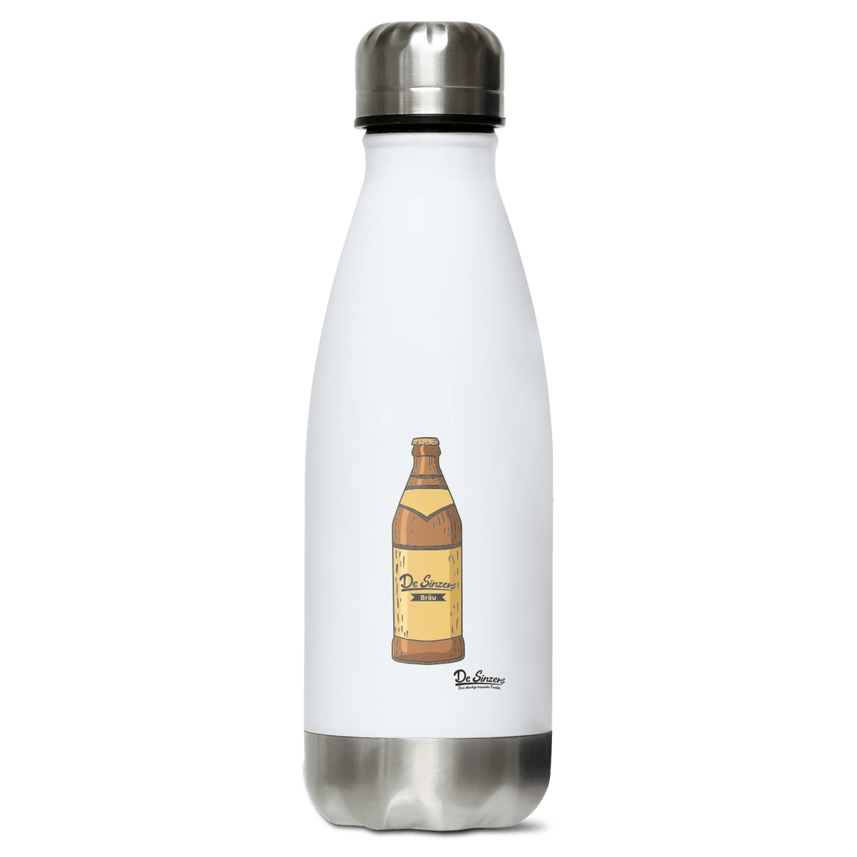 Die Elemente Bierflasche Edelstahl Thermoflasche 350ml Weiss Silber Kreuzspitze Front