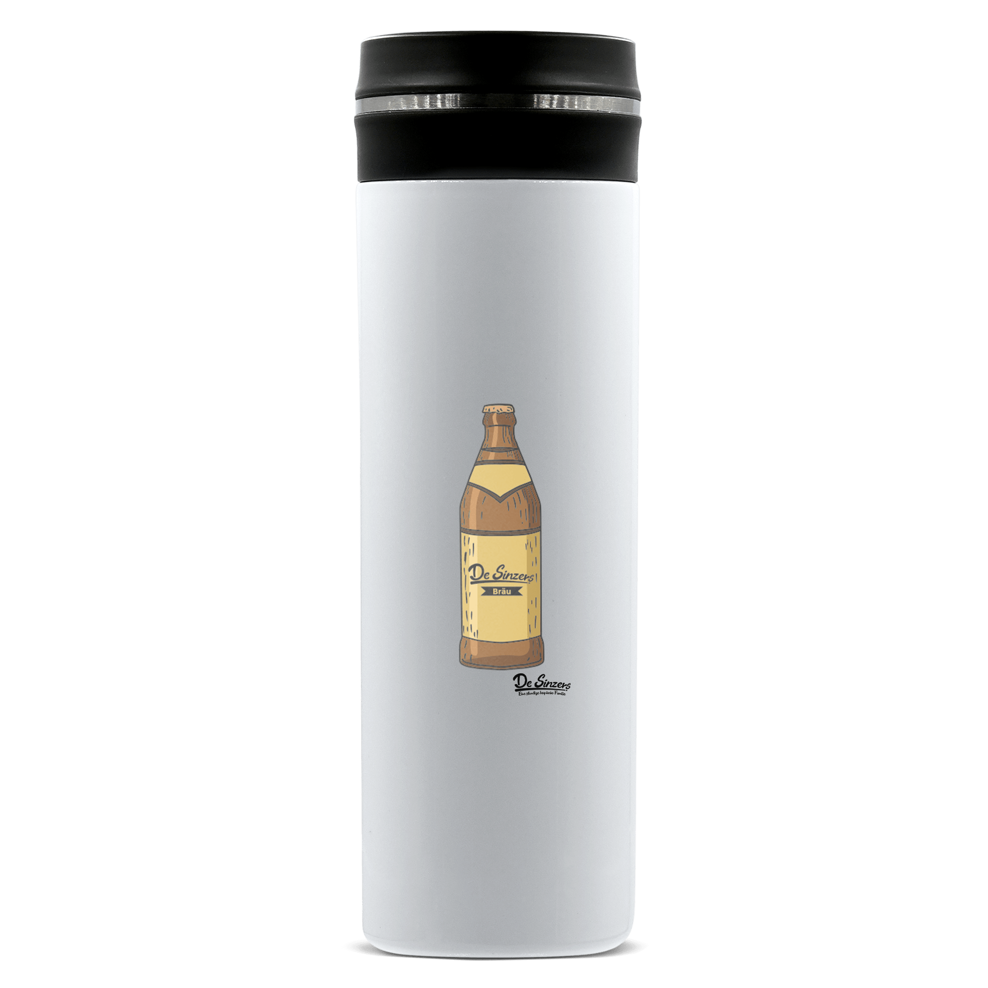 Die Elemente Bierflasche Edelstahl Thermoflasche 450ml Weiss Geigelstein Front