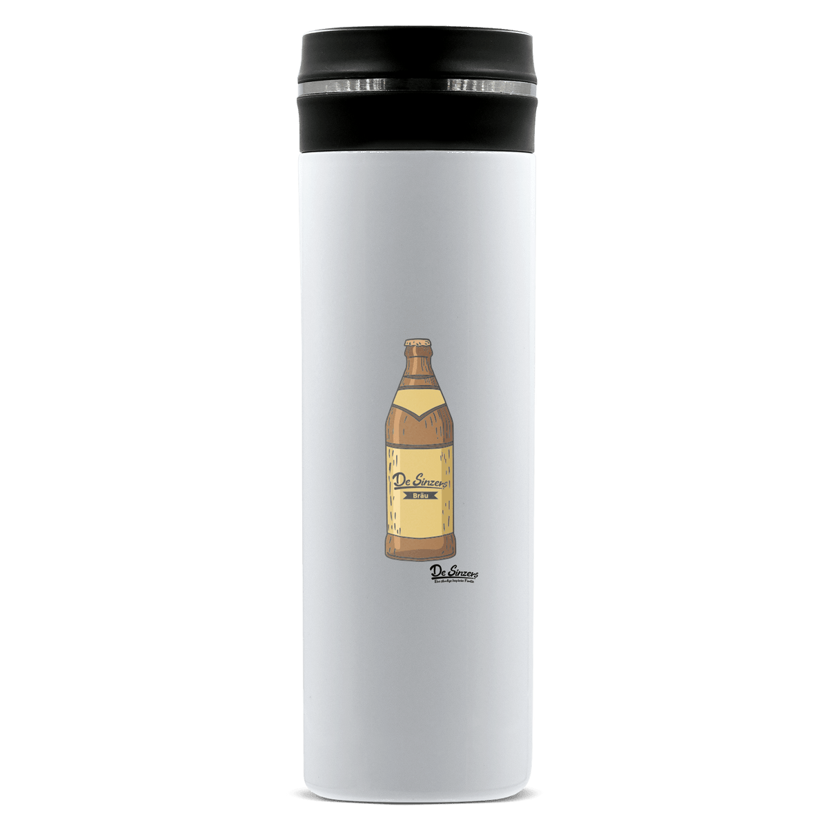 Die Elemente Bierflasche Edelstahl Thermoflasche 450ml Weiss Geigelstein Front