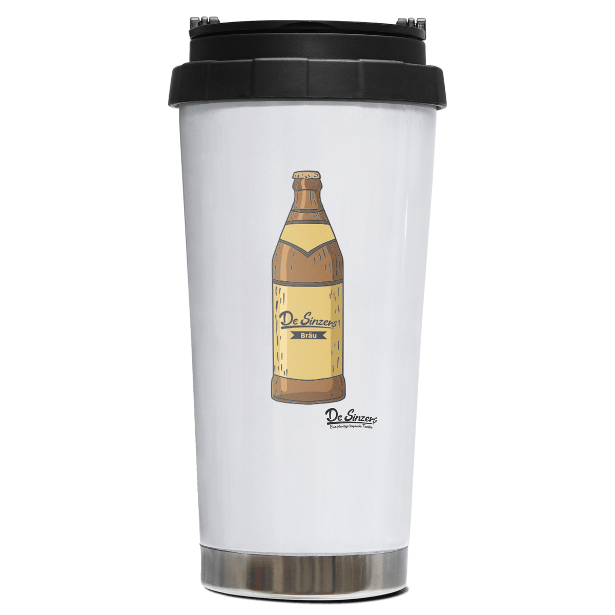 Die Elemente Bierflasche Edelstahl Trinkbecher To Go 470ml Weiss Wildbarren Front