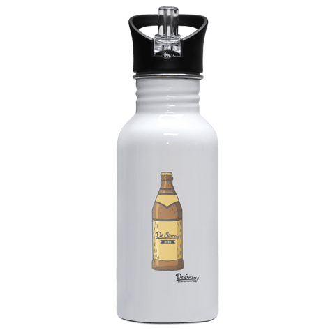 Die Elemente Bierflasche Edelstahl Trinkflasche mit klappbarem Mundstueck 500ml Weiss Rotwand Front