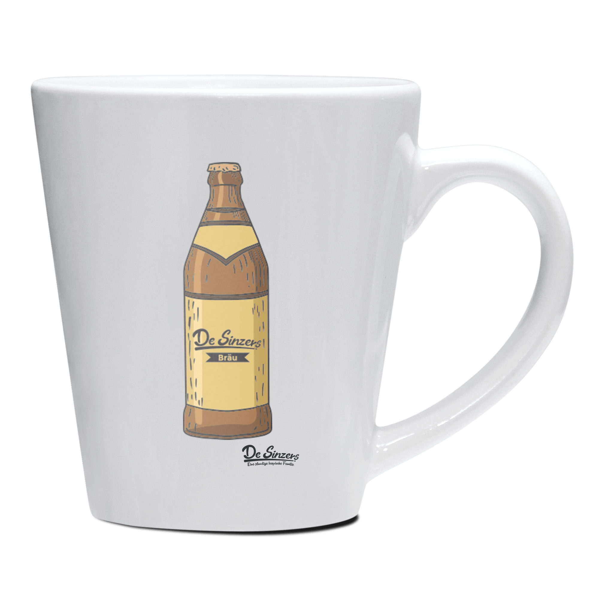 Die Elemente Bierflasche Keramik Kaffeetasse 200ml Weiss Herzogstand Front