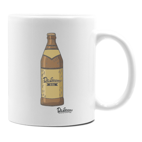 Die Elemente Bierflasche Keramik Kaffeetasse 330ml Weiss Rampoldplatte Front