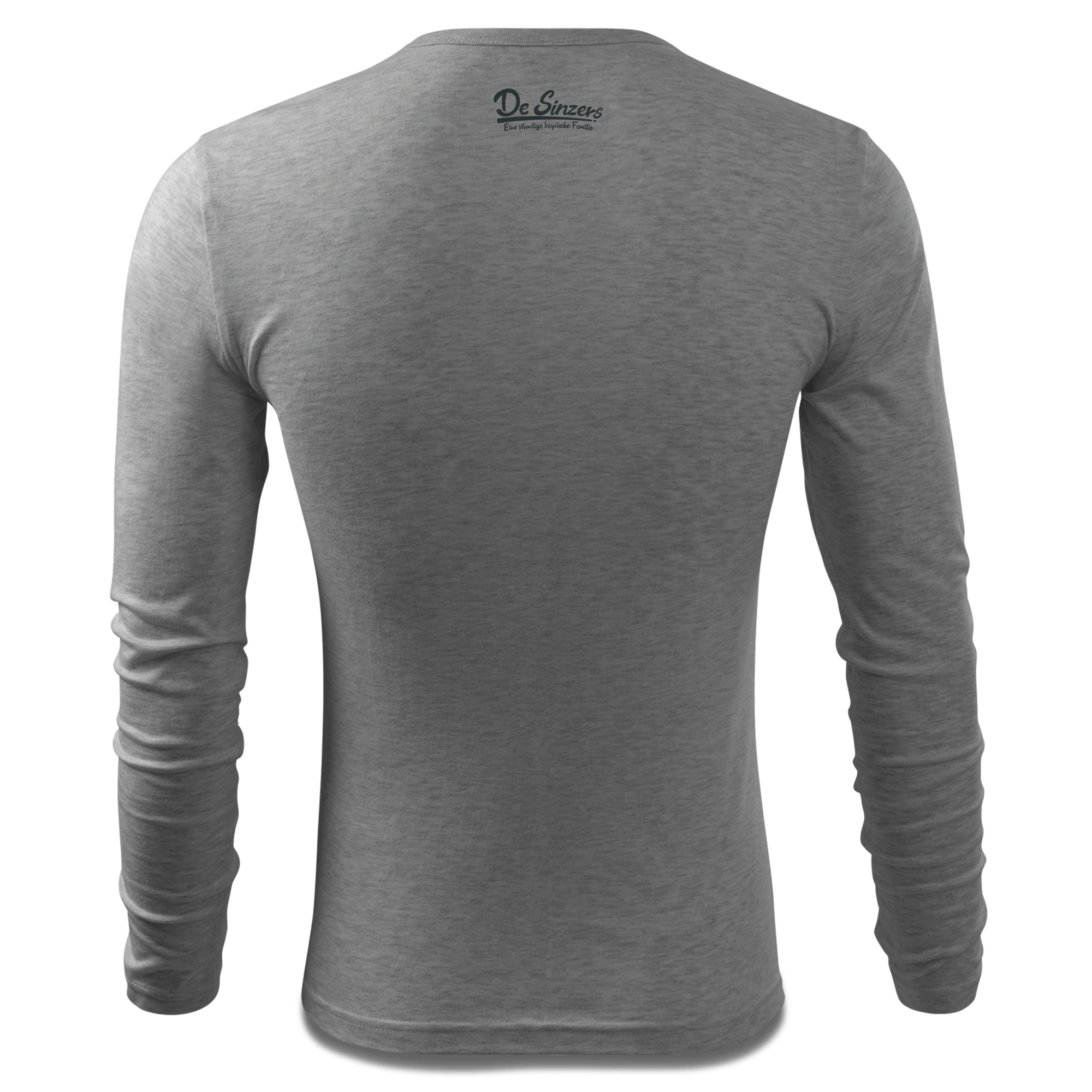 Die Elemente Bierflasche Longsleeve Fitted Herren Grau Meliert Haidholzen Back