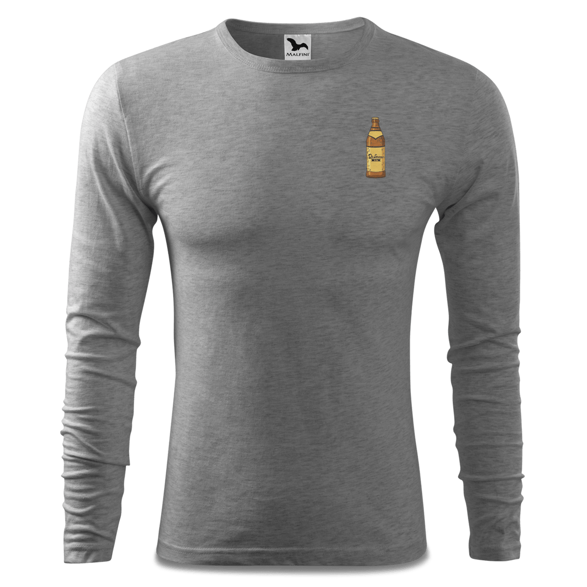 Die Elemente Bierflasche Longsleeve Fitted Herren Grau Meliert Haidholzen Front