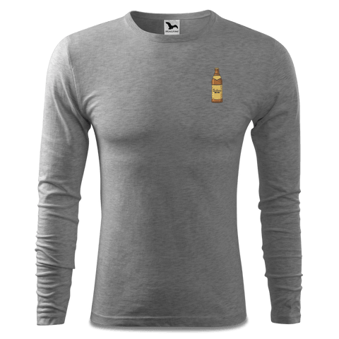 Die Elemente Bierflasche Longsleeve Fitted Herren Grau Meliert Haidholzen Front