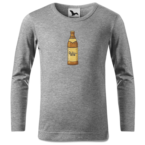Die Elemente Bierflasche Longsleeve Kinder Grau Meliert Waldering Front