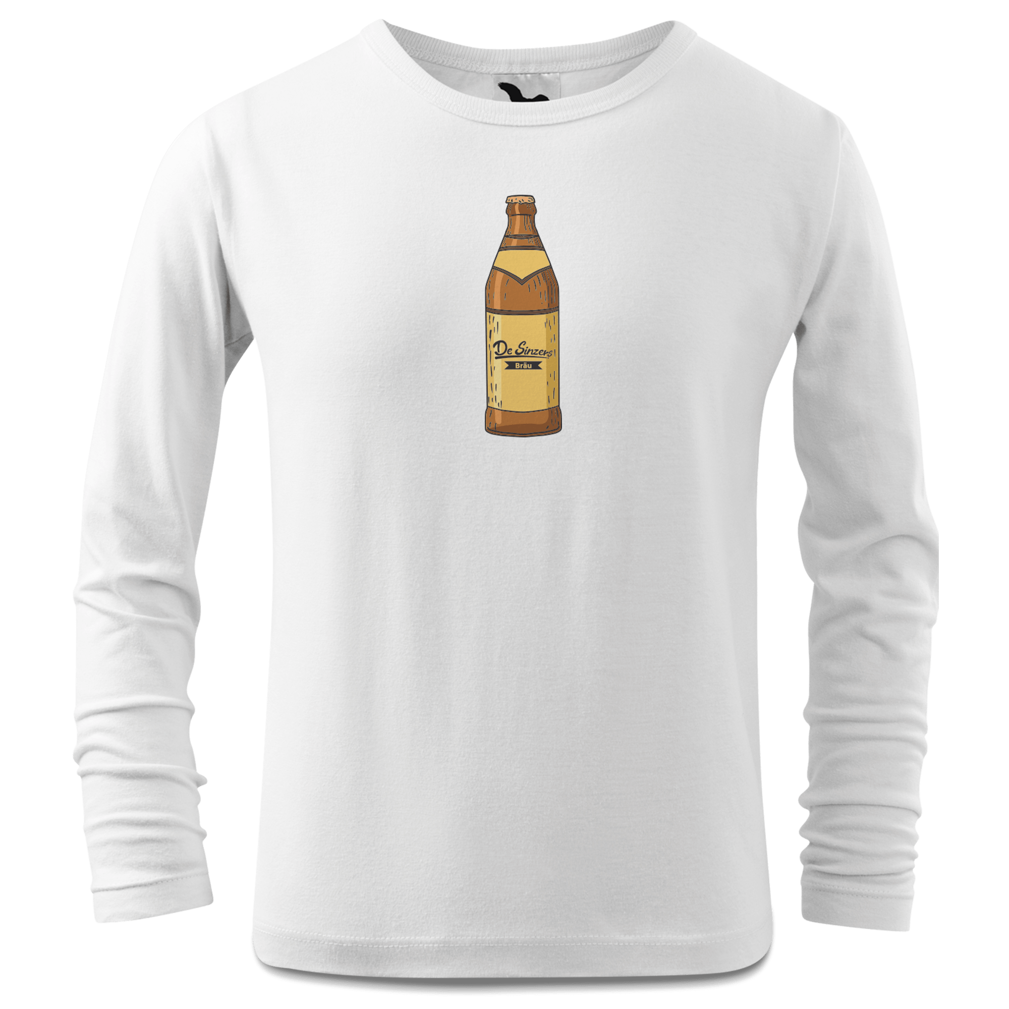 Die Elemente Bierflasche Longsleeve Kinder Weiss Westerndorf Front