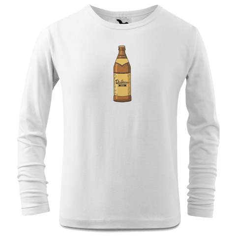 Die Elemente Bierflasche Longsleeve Kinder Weiss Westerndorf Front