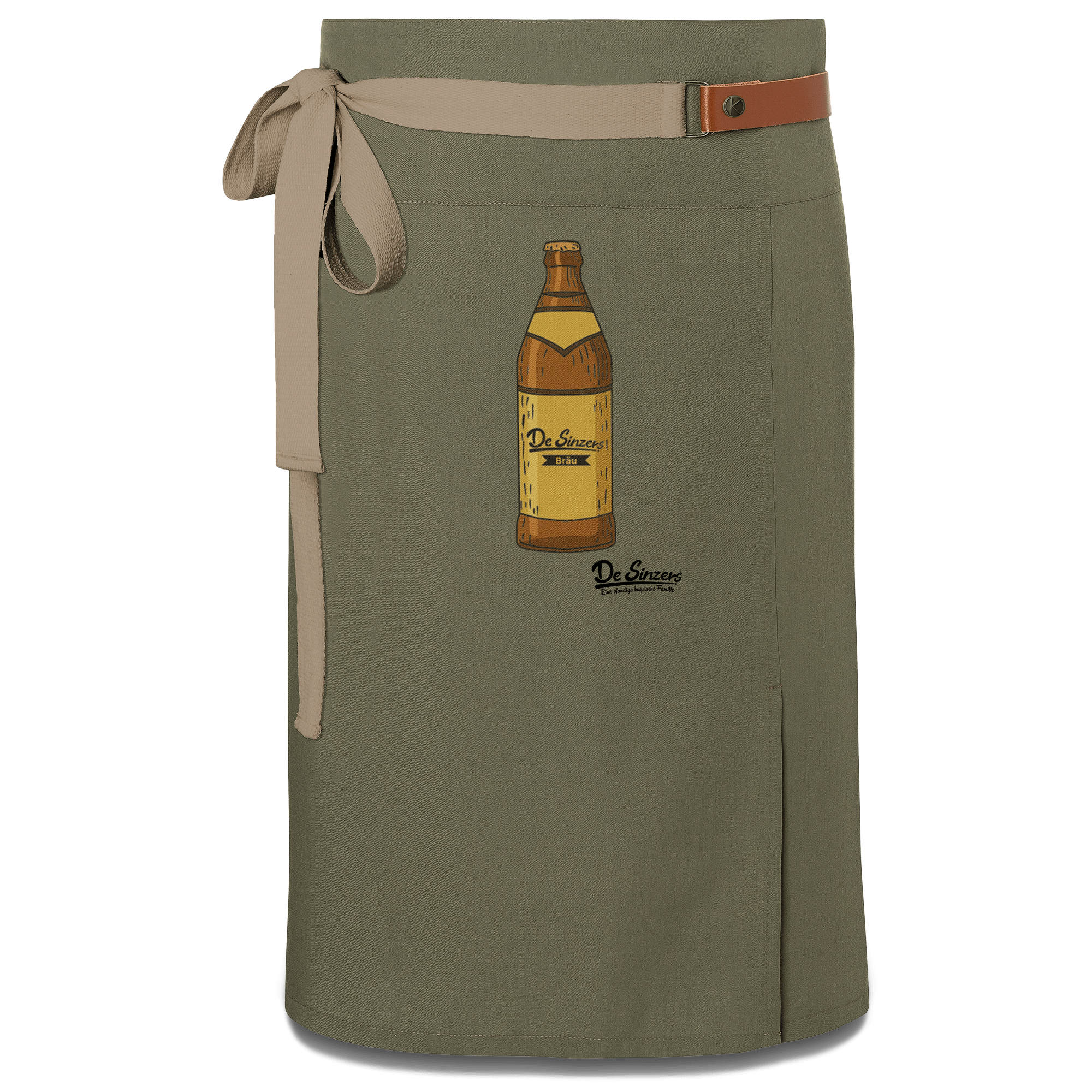 Die Elemente Bierflasche Schuerze Vorbinder Gruen Langhausen Front