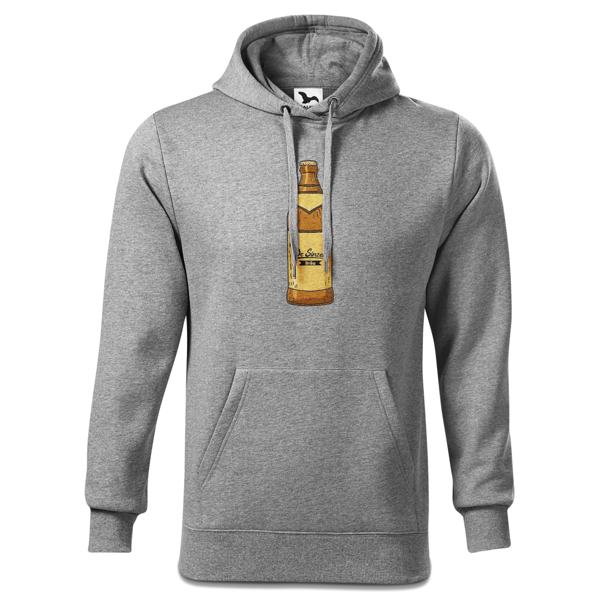Die Elemente Bierflasche Sweatshirt Hoody Herren Grau Meliert Pulvermuehle Front