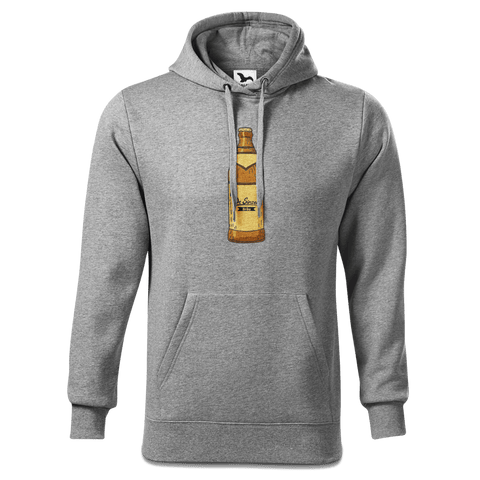Die Elemente Bierflasche Sweatshirt Hoody Herren Grau Meliert Pulvermuehle Front