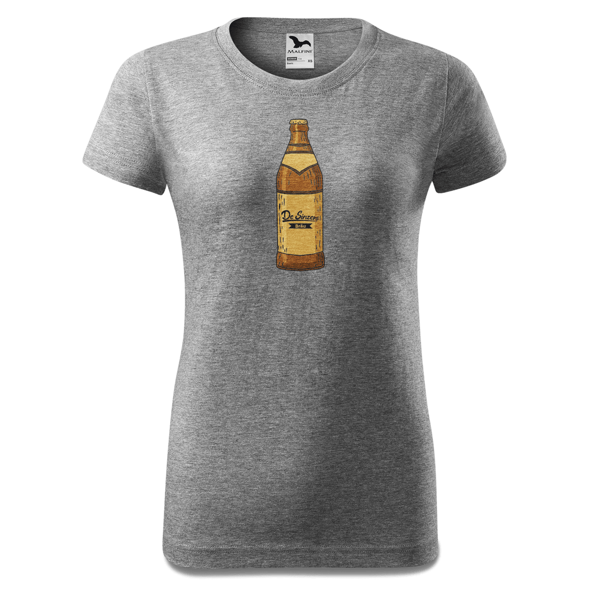 Die Elemente Bierflasche T Shirt Damen Grau Meliert Schlossberg Front