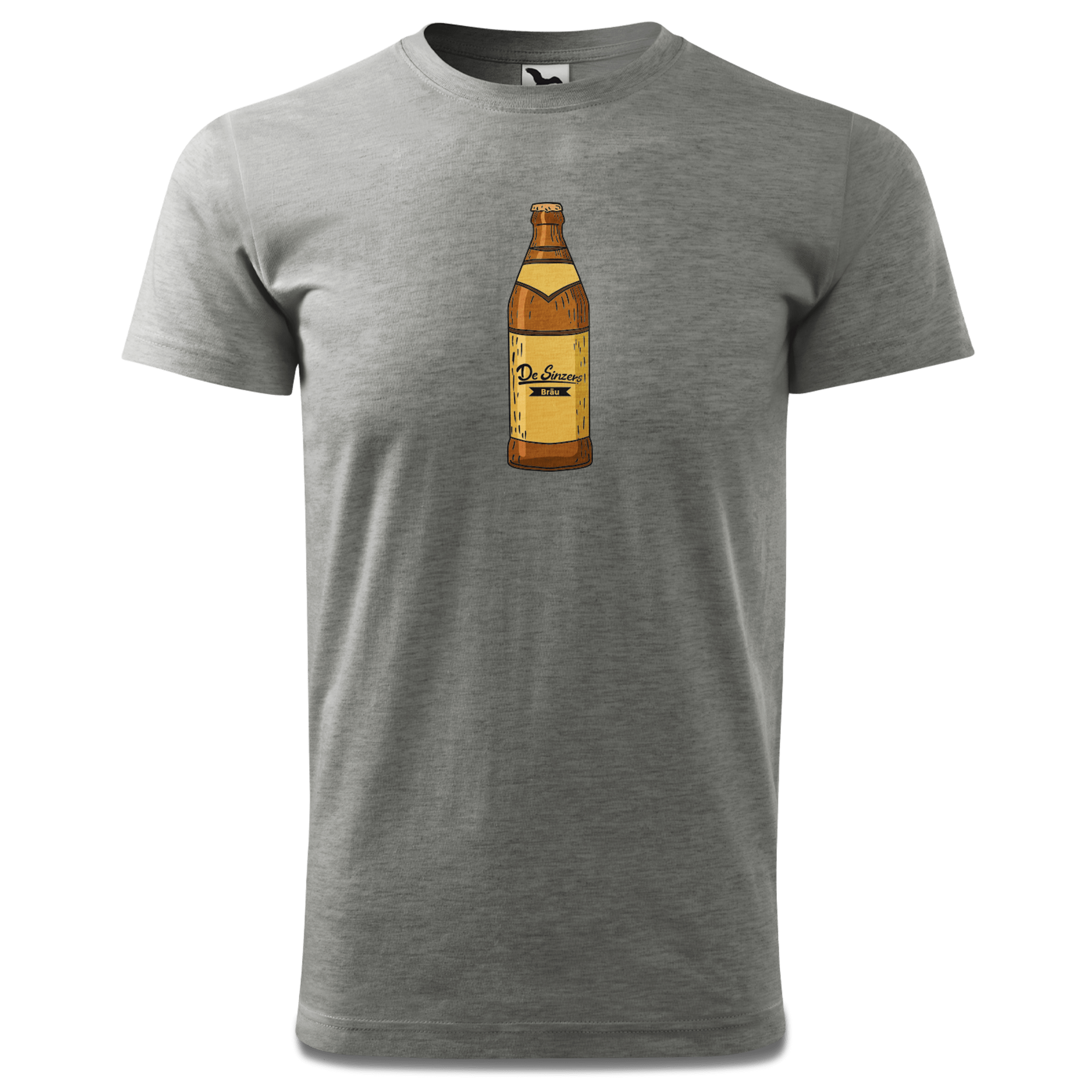 Die Elemente Bierflasche T Shirt Herren Grau Meliert Hofau Front