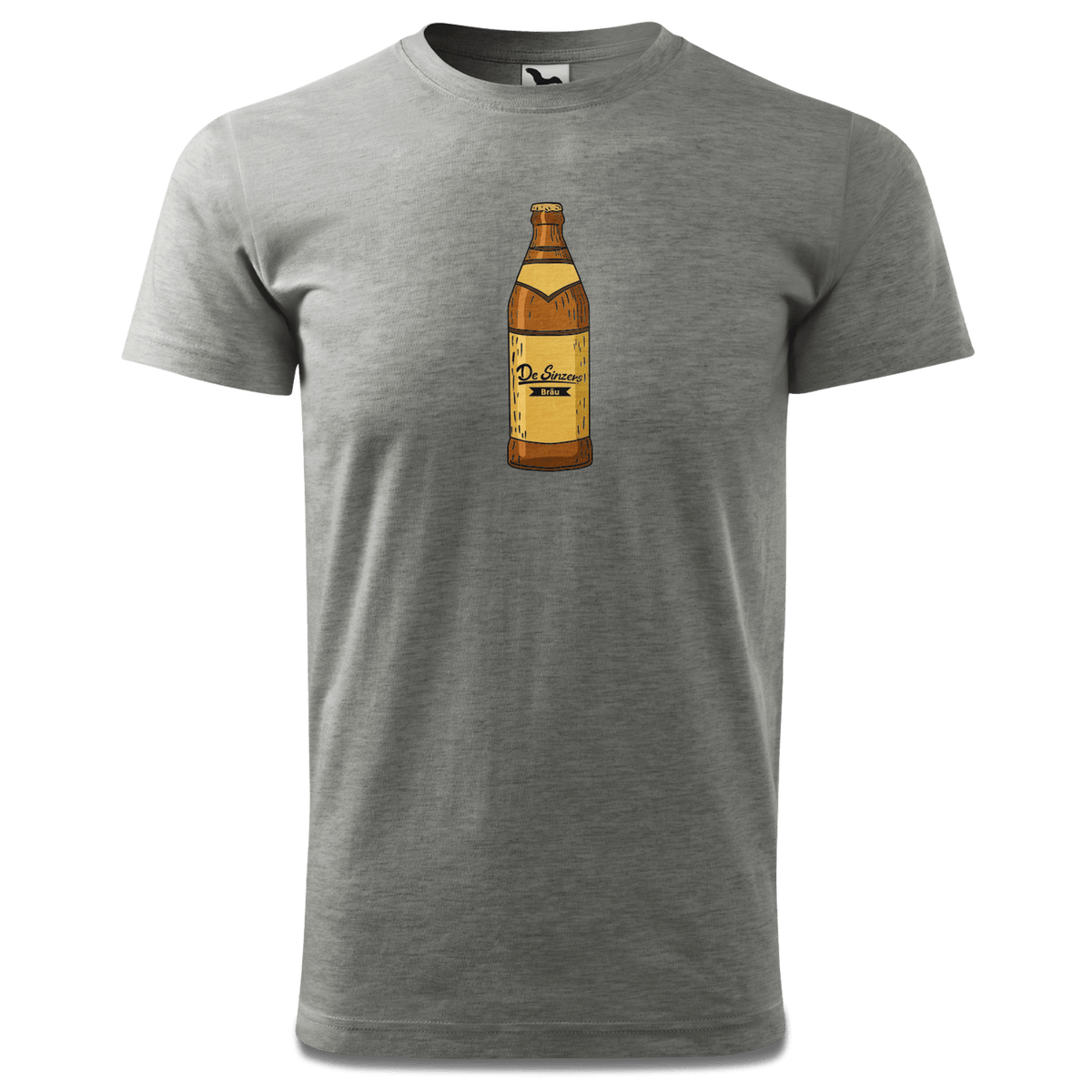 Die Elemente Bierflasche T Shirt Herren Grau Meliert Hofau Front