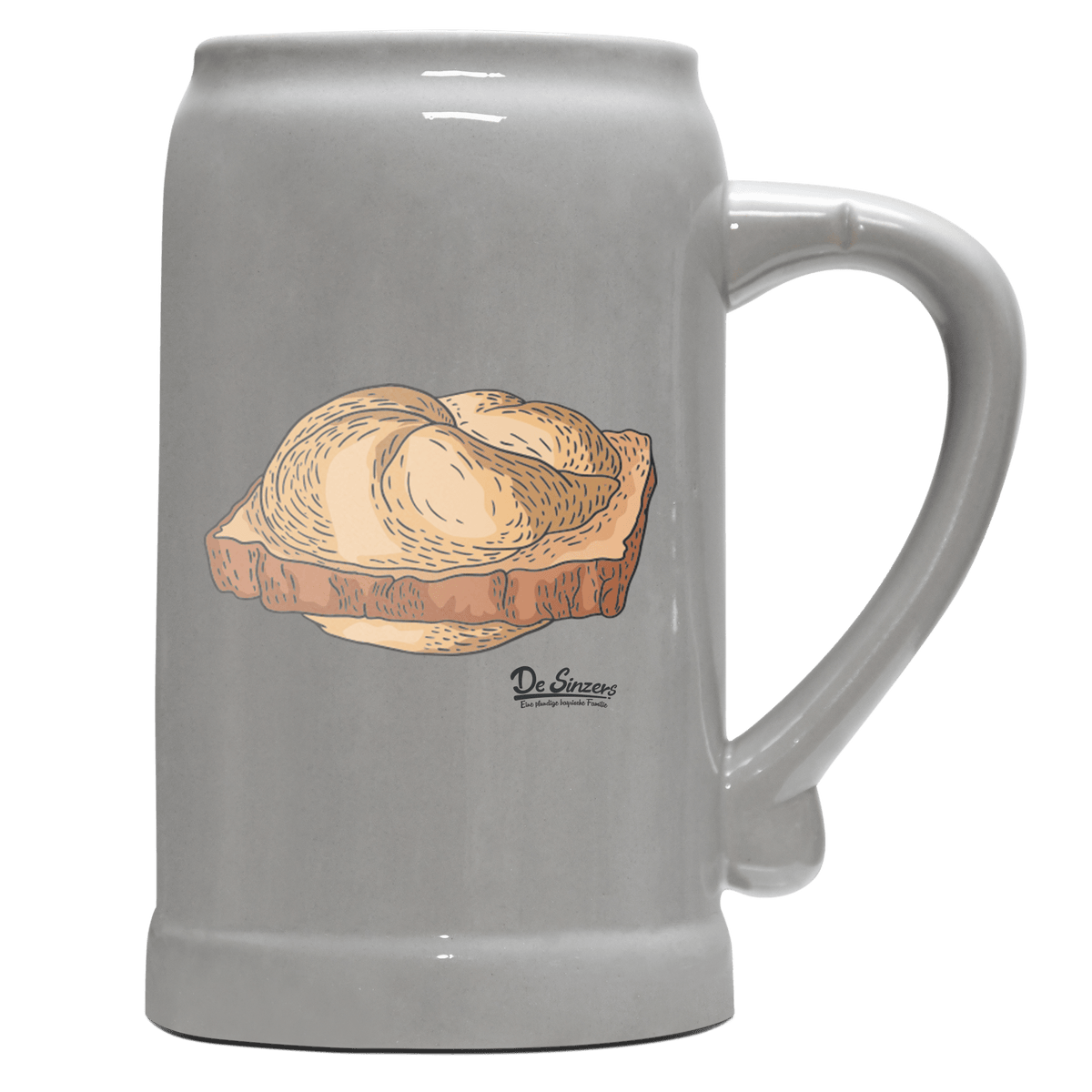 Die Elemente Leberkassemmel Bierkrug 1000ml Grau Zugspitze Front