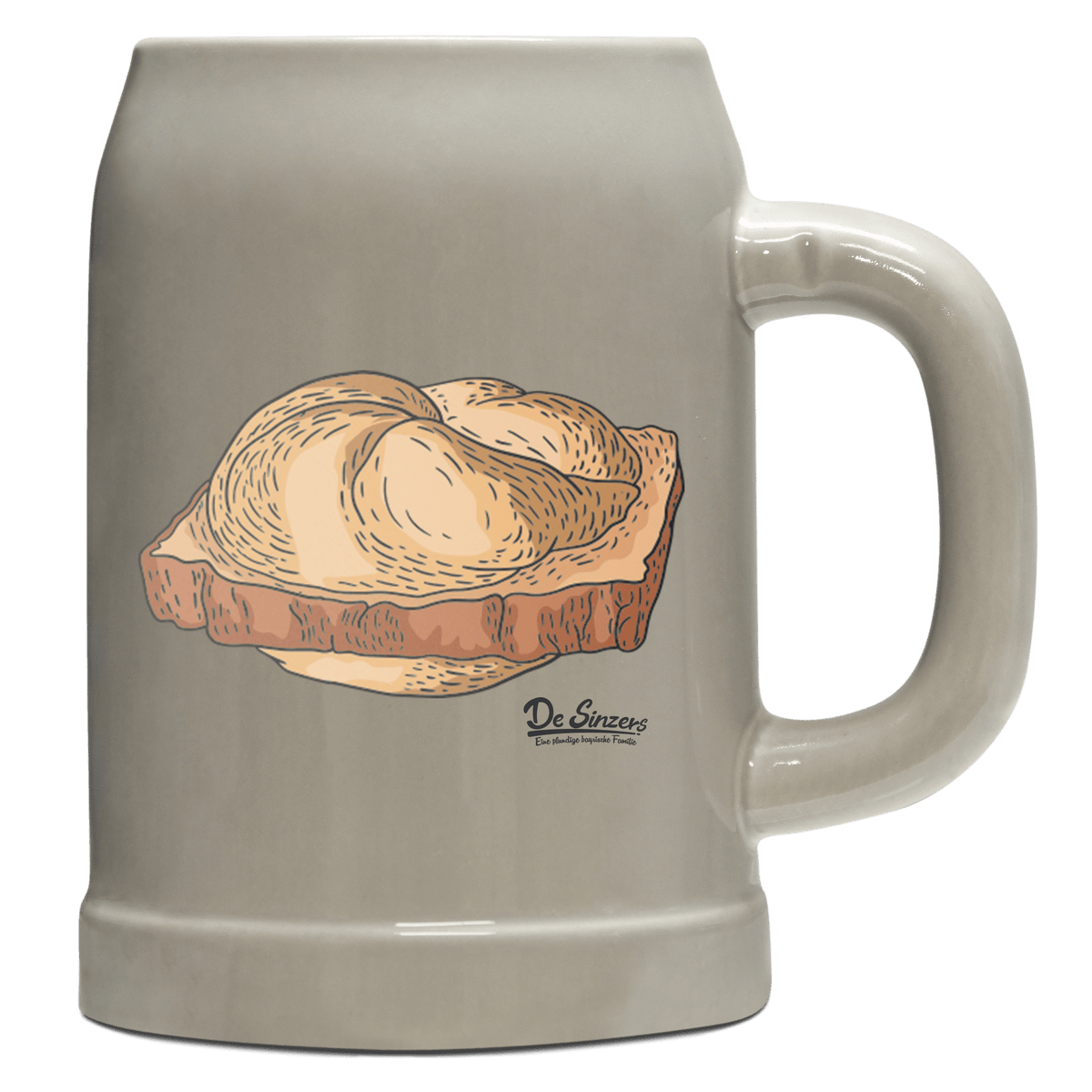 Die Elemente Leberkassemmel Bierkrug 500ml Grau Watzmann Front