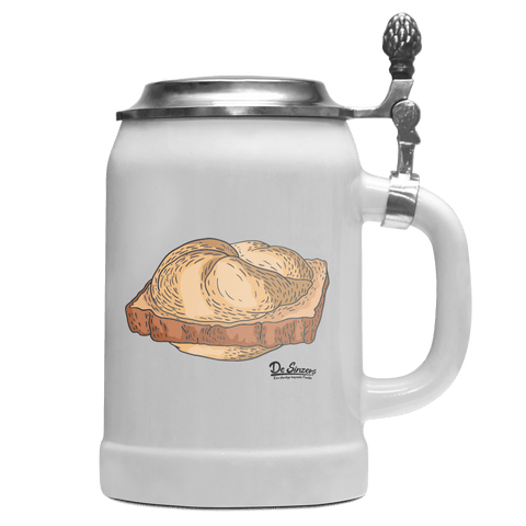 Die Elemente Leberkassemmel Bierkrug 500ml Weiss mit Deckel Wetterspitzen Front