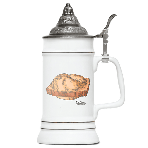 Die Elemente Leberkassemmel Bierkrug 500ml Weiss mit Spitzdeckel Wendelstein Front