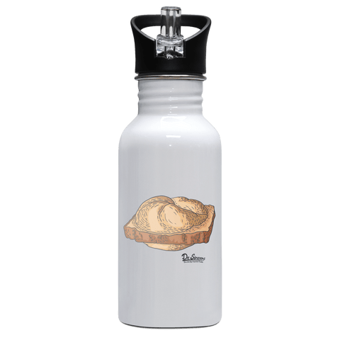 Die Elemente Leberkassemmel Edelstahl Trinkflasche mit klappbarem Mundstueck 500ml Weiss Rotwand Front