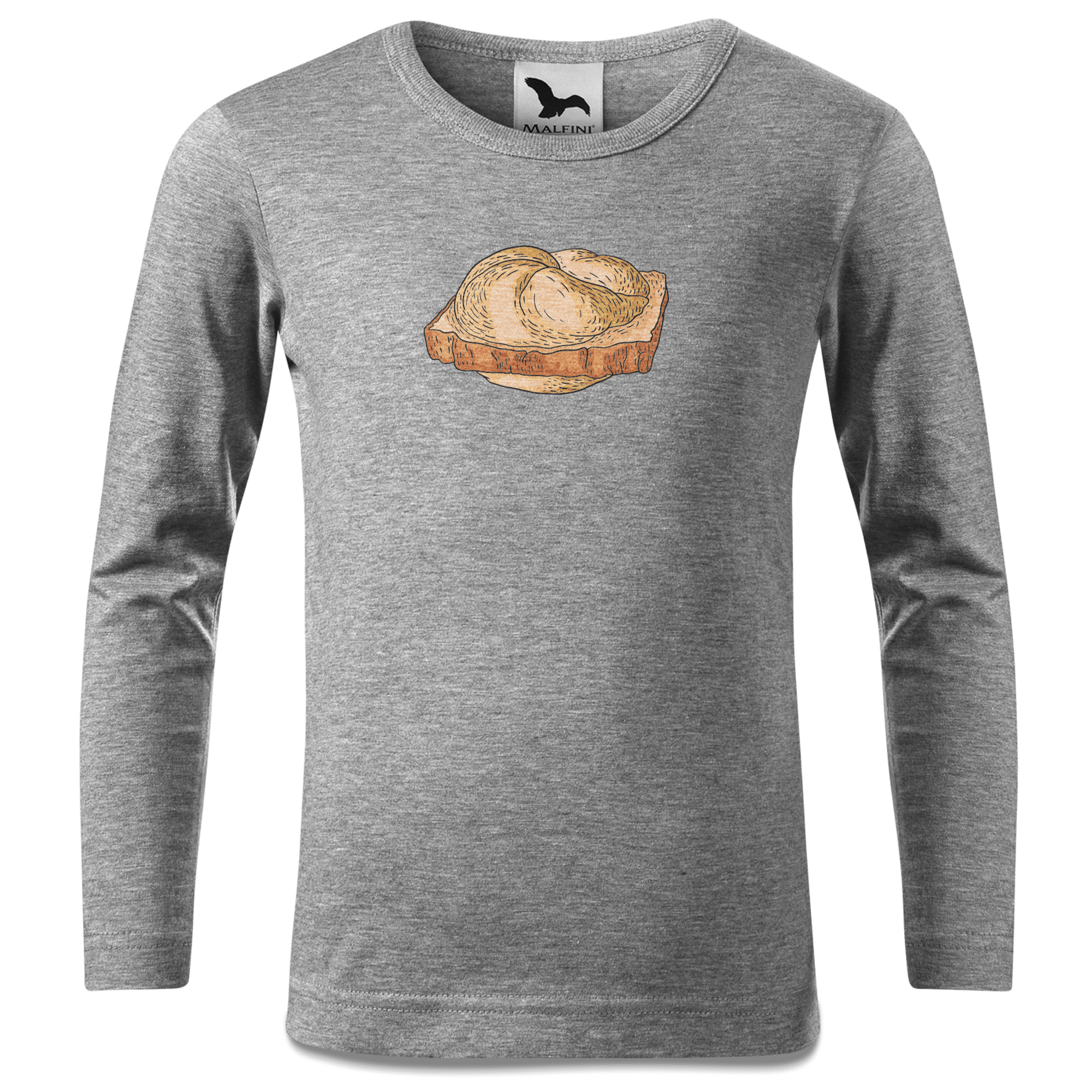 Die Elemente Leberkassemmel Longsleeve Kinder Grau Meliert Waldering Front
