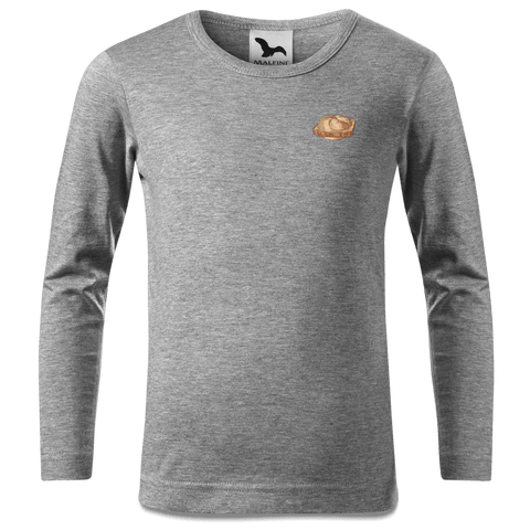 Die Elemente Leberkassemmel Longsleeve Kinder Grau Meliert Weinberg Front