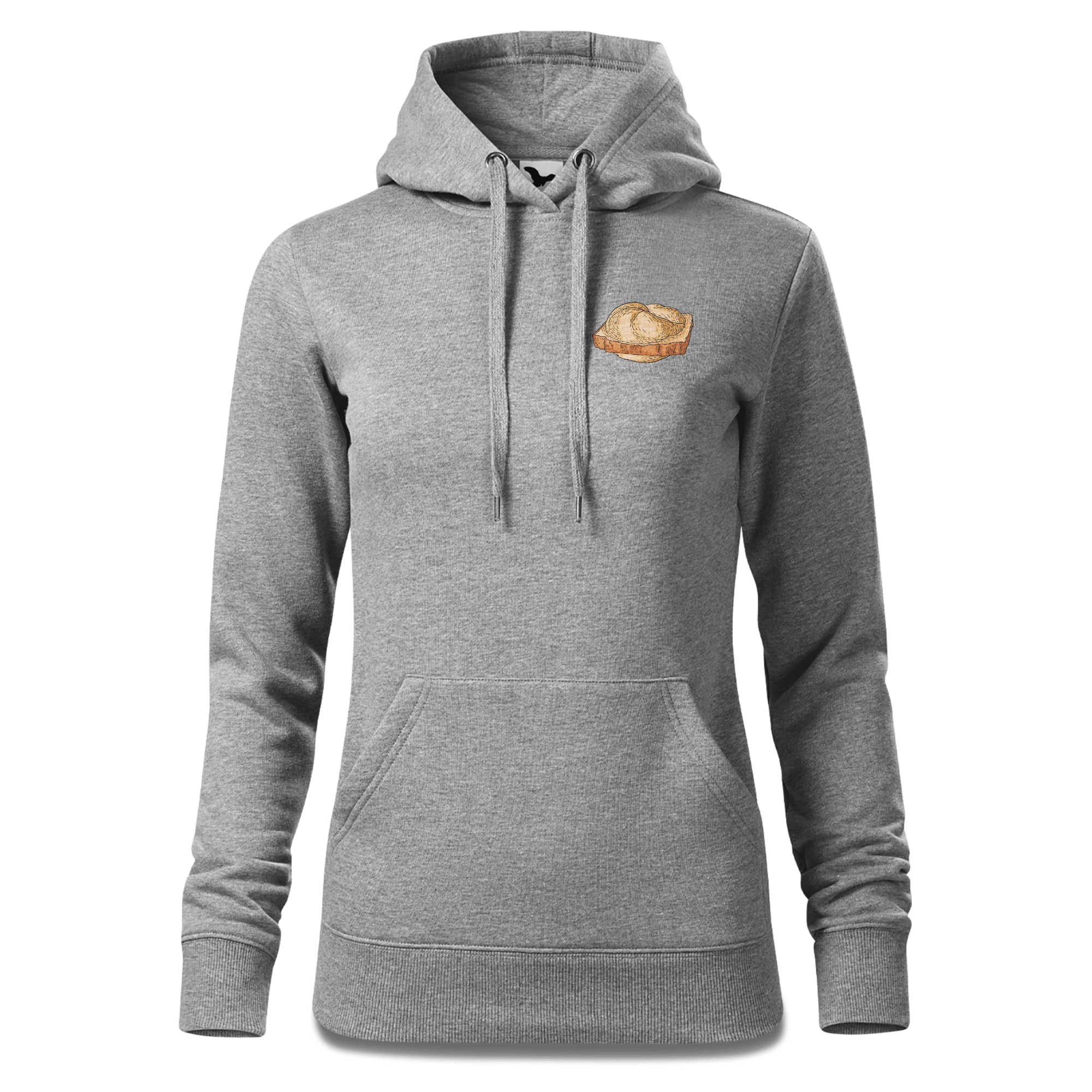 Die Elemente Leberkassemmel Sweatshirt Hoody Damen Grau Meliert Kleinholzen Front