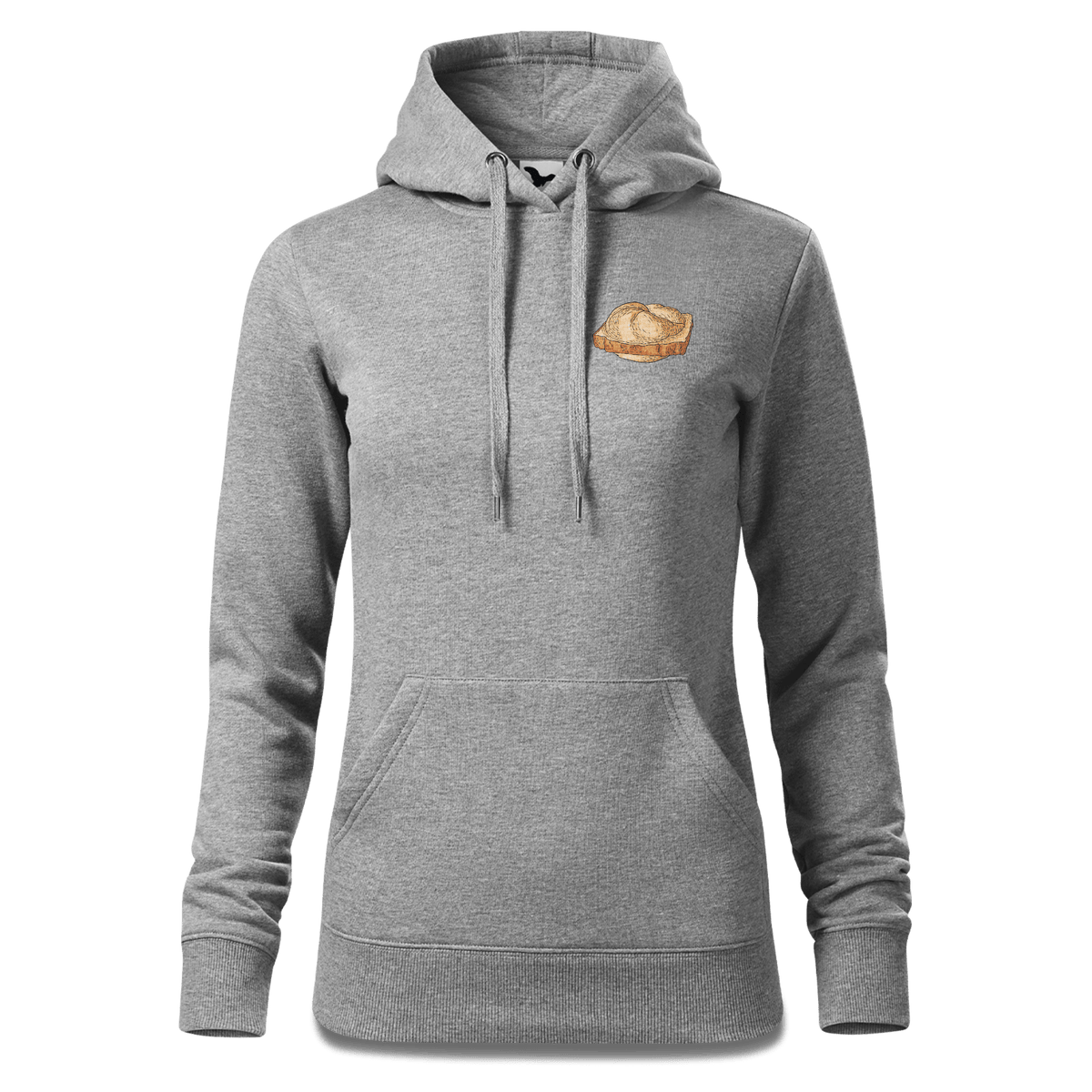 Die Elemente Leberkassemmel Sweatshirt Hoody Damen Grau Meliert Kleinholzen Front