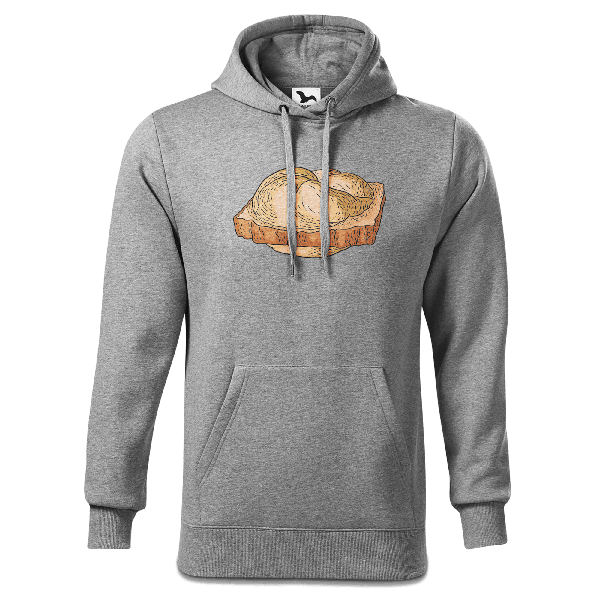 Die Elemente Leberkassemmel Sweatshirt Hoody Herren Grau Meliert Pulvermuehle Front